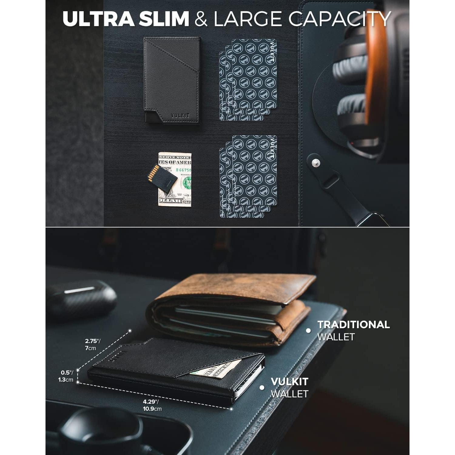 Cartera Plegable RFID VULKIT Slim Aluminio Negro 5 Tarjetas