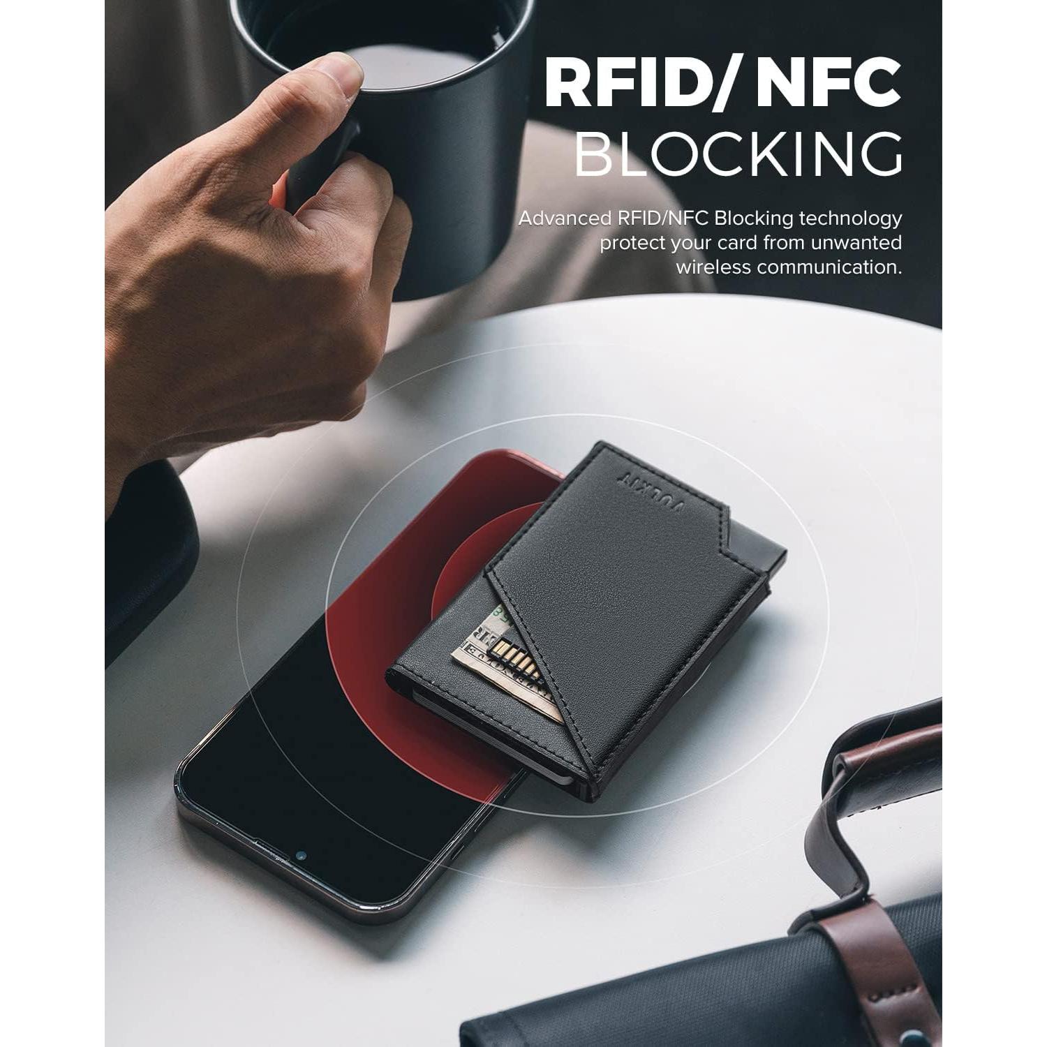 Cartera Plegable RFID VULKIT Slim Aluminio Negro 5 Tarjetas