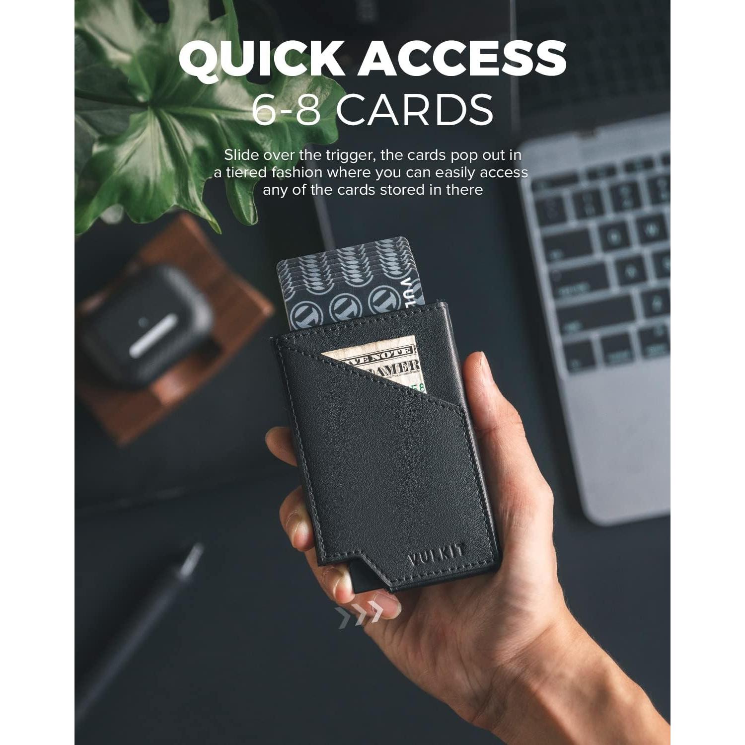 Cartera Plegable RFID VULKIT Slim Aluminio Negro 5 Tarjetas