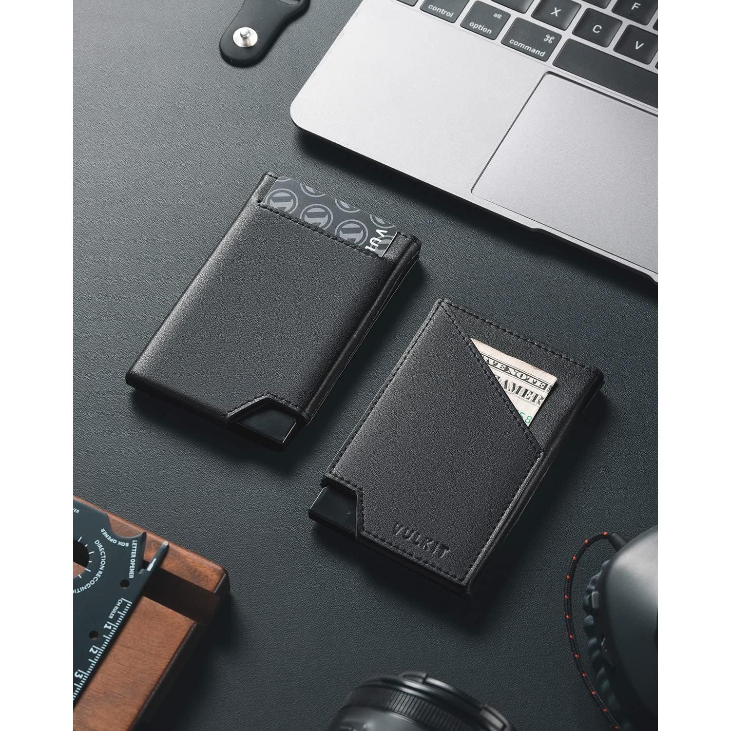 Cartera Plegable RFID VULKIT Slim Aluminio Negro 5 Tarjetas