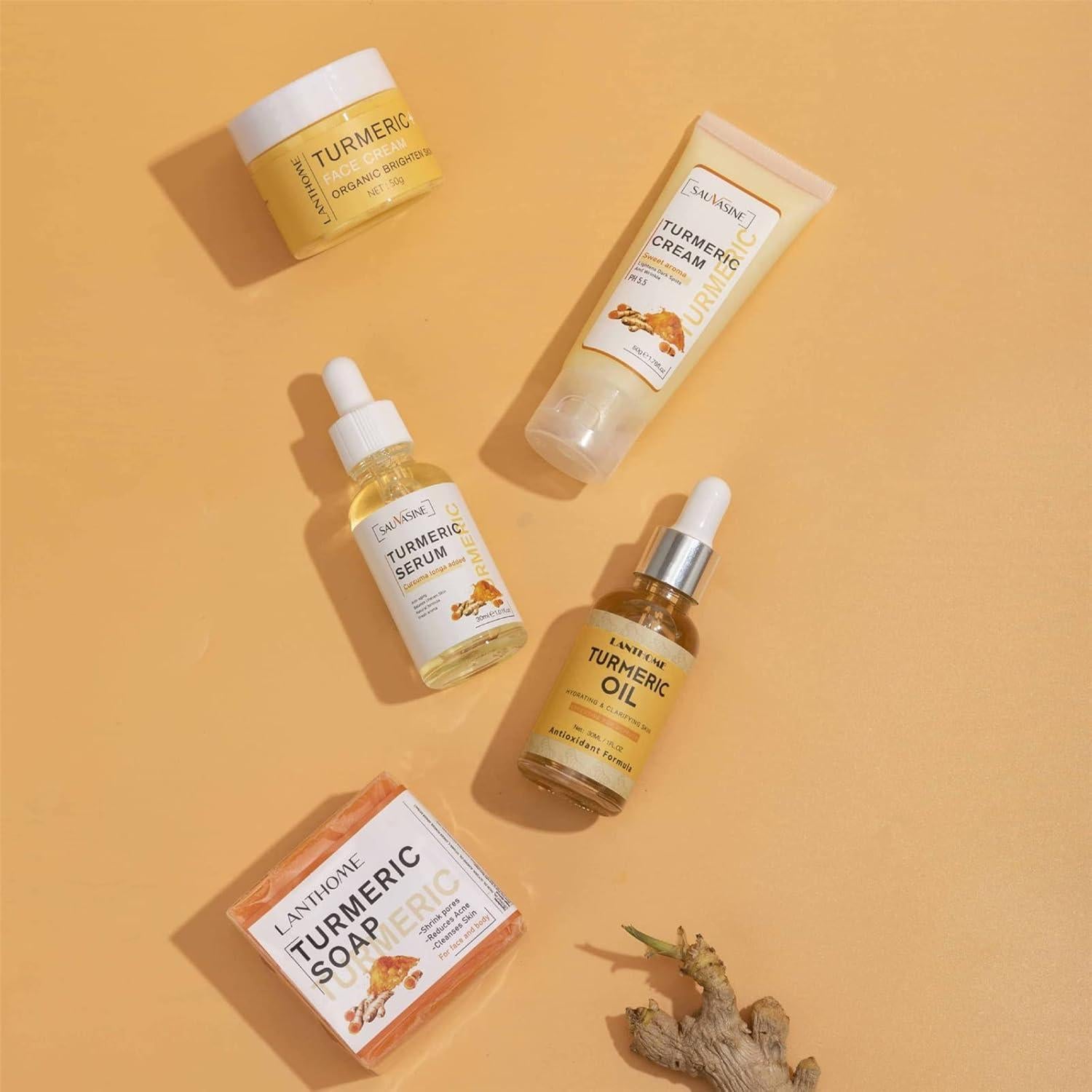 Kit de Cuidado de Piel con Cúrcuma PhantomSky - 5 Piezas