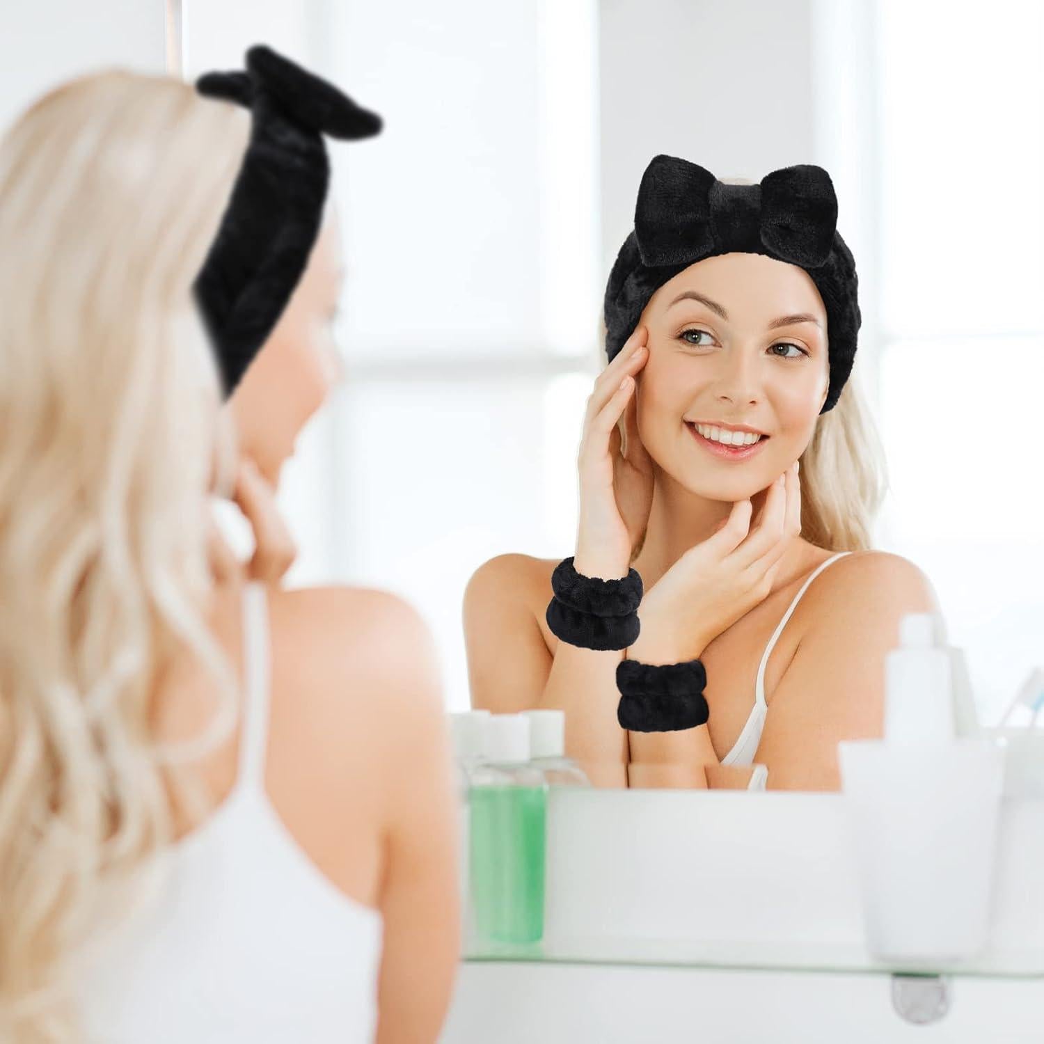 Conjunto de Diadema y Pulsera de Lavado Facial Hanaive - Negro