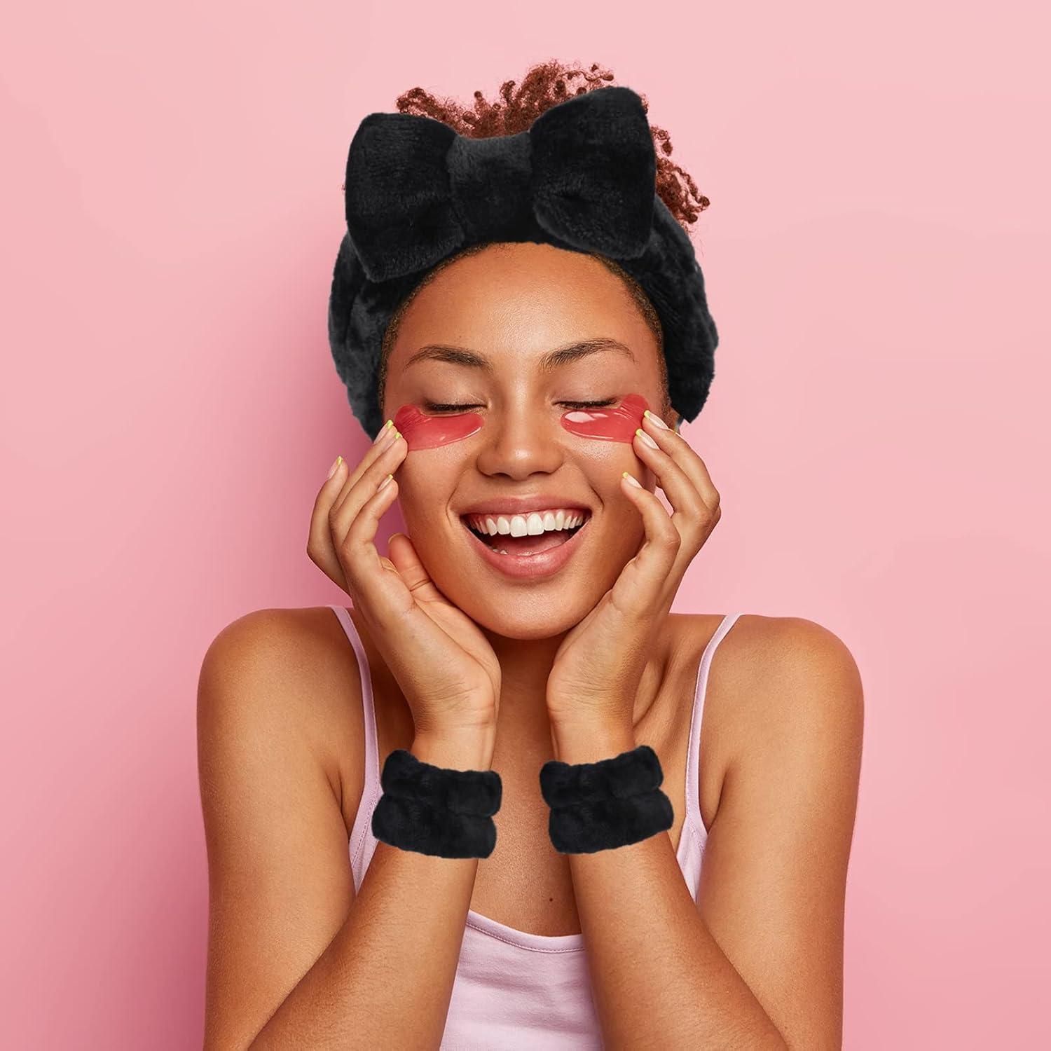 Conjunto de Diadema y Pulsera de Lavado Facial Hanaive - Negro