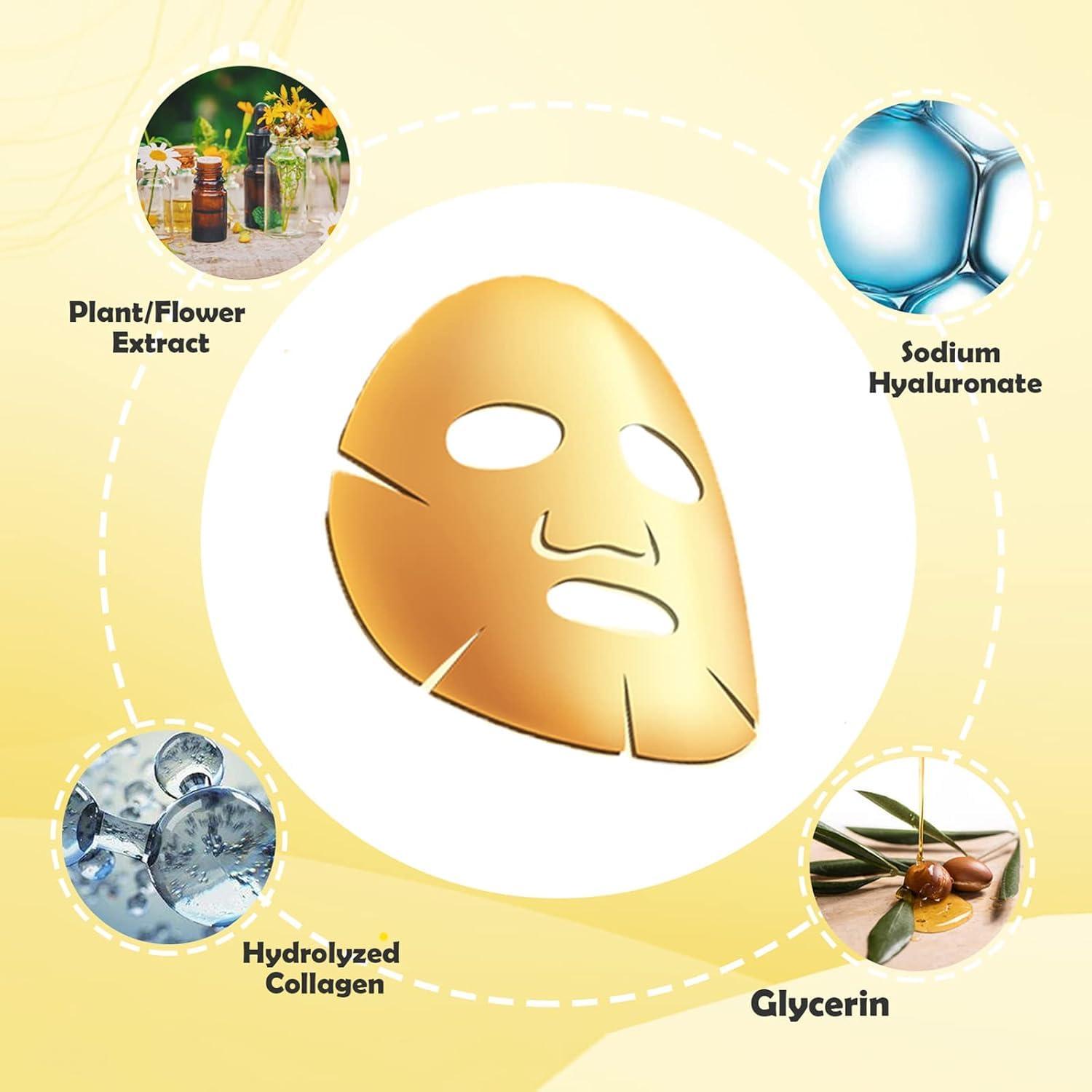 Mascarillas Faciales de Colágeno Permotary 12 PCS Hidratantes