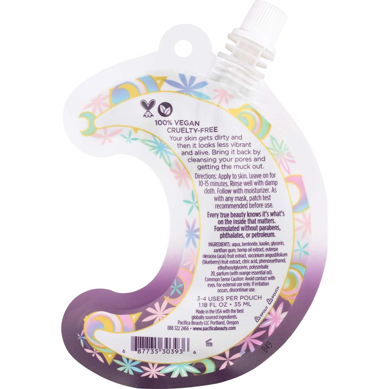 Pacifica Cosmic Clay Face Mask, Deep Cleansing Pore-Minimizer Clay Mask for Blemishes & Oily Skin, Skin-Balancing Detox Facial with Hemp, Acai & Orange Oil, Clean Beauty Vegan, 1.18 oz