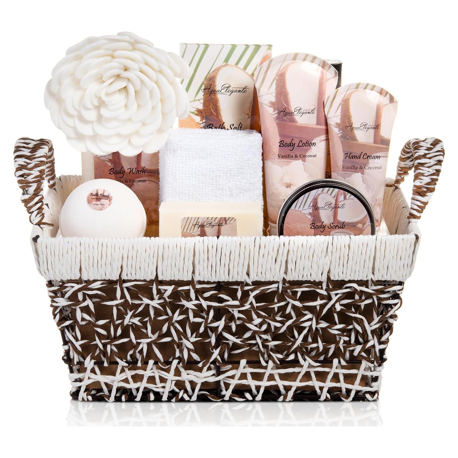 Cesta de Spa Aqua Elegante 13 Piezas Coco y Vainilla