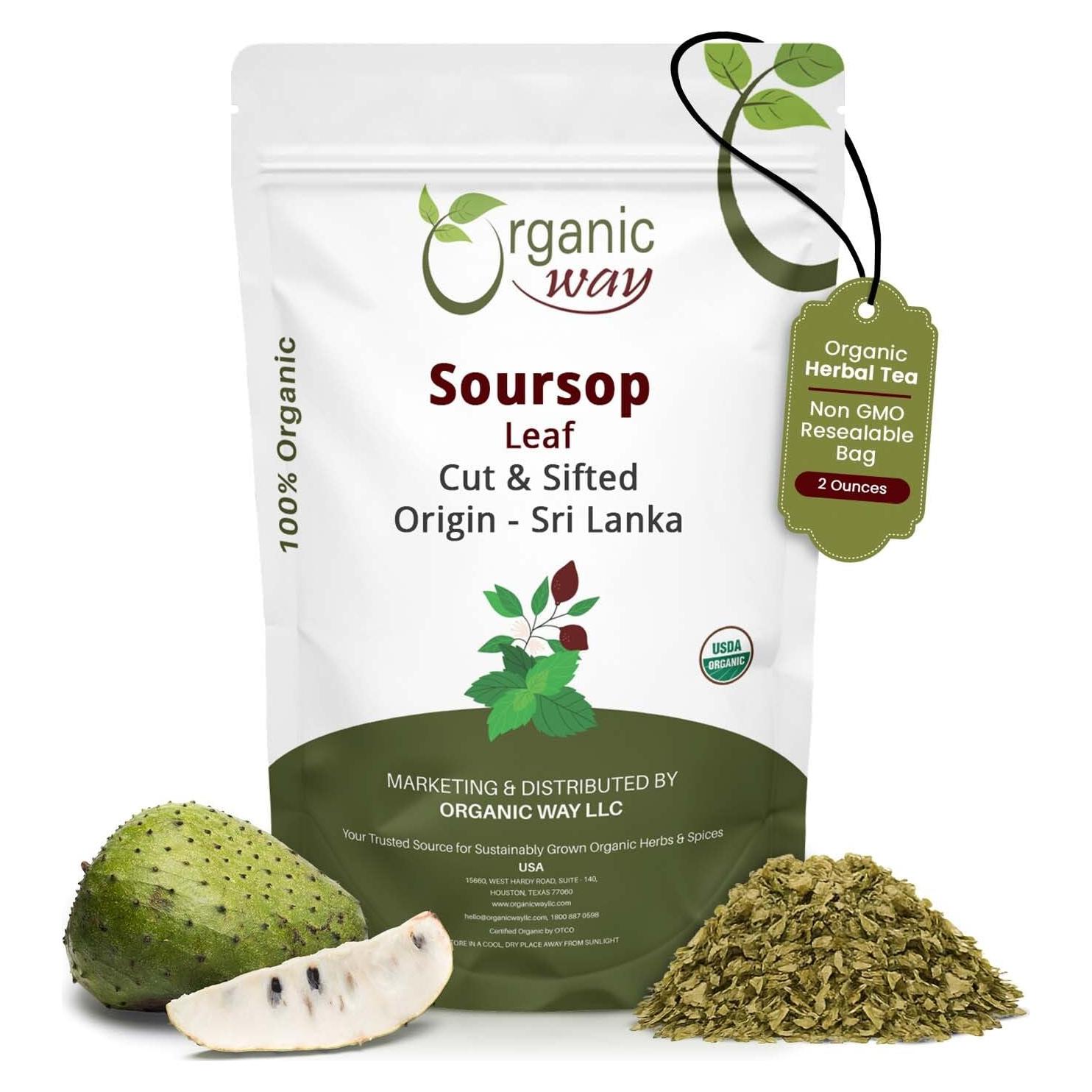 Hojas de Soursop Secas Orgánicas Corte Grueso 56.7g - Organic Way