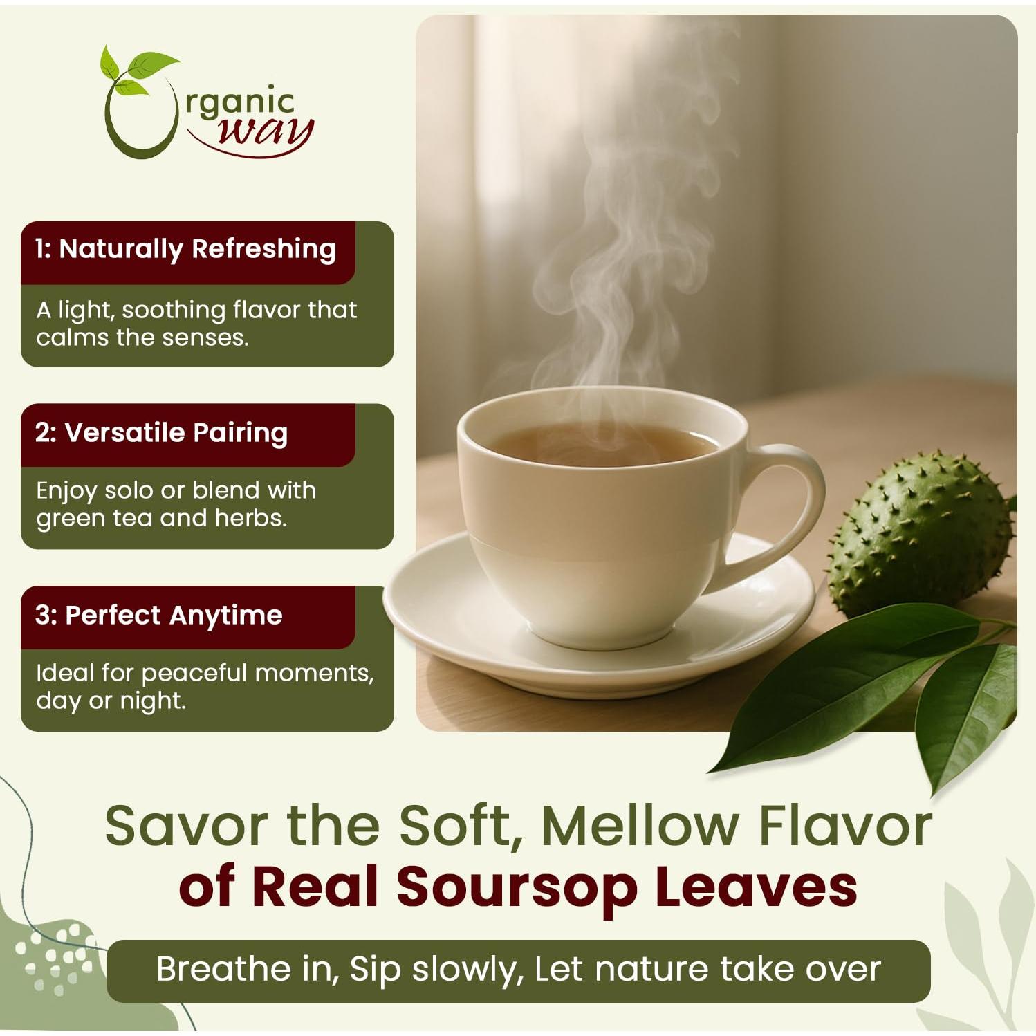 Hojas de Soursop Secas Orgánicas Corte Grueso 56.7g - Organic Way