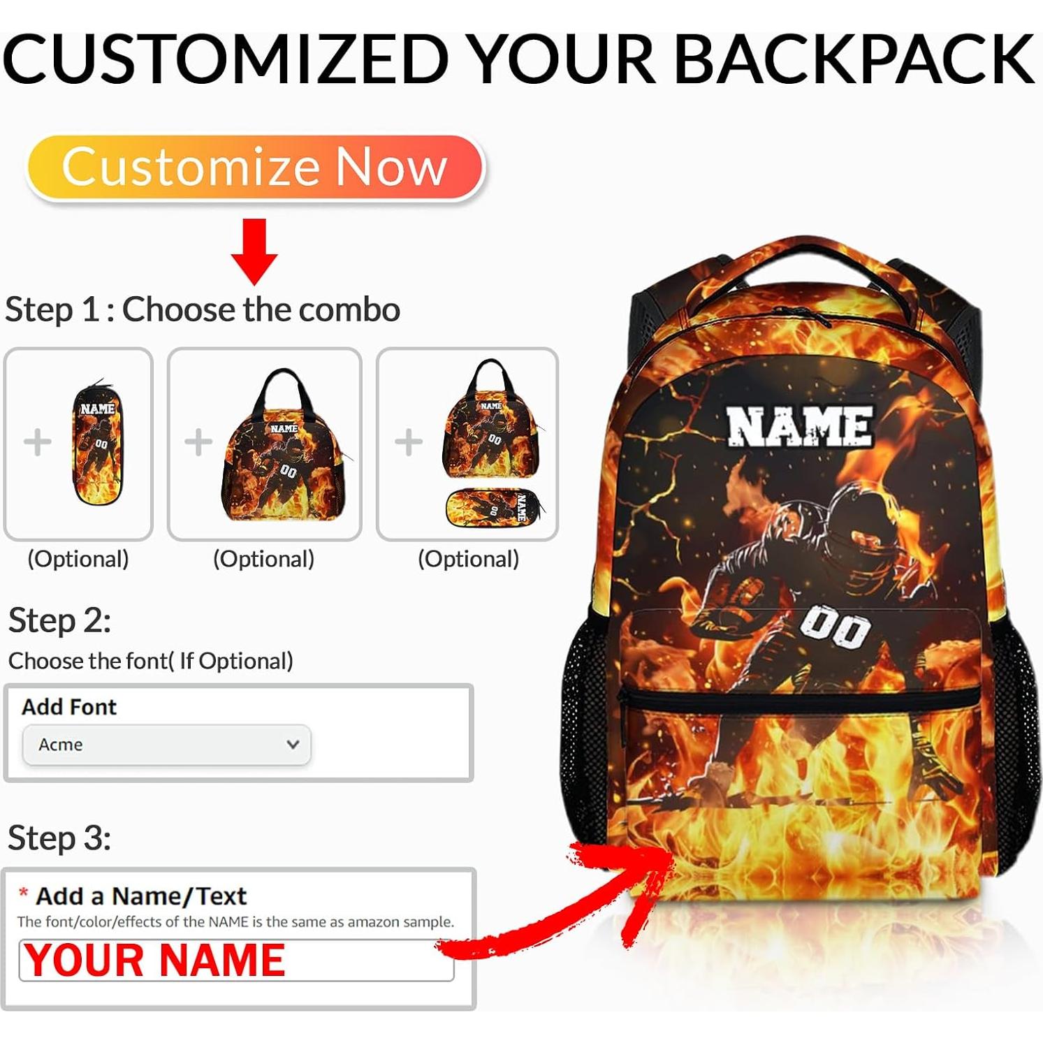 Mochila Escolar Personalizada Niños 43 cm Fútbol Unisex