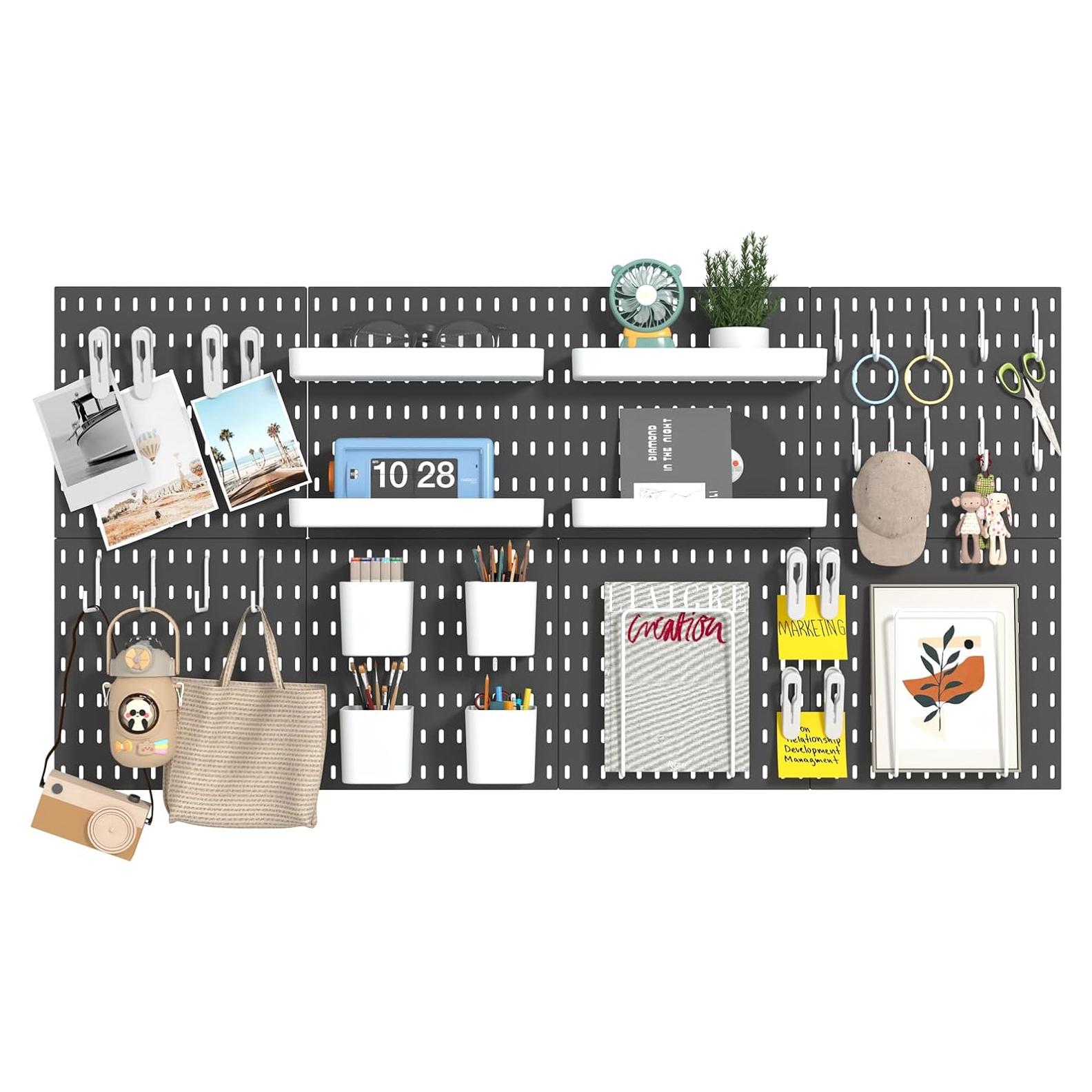 Organizador de Pared RIVTUN - 8 Paneles de Tablero de Clavos 70x110 cm