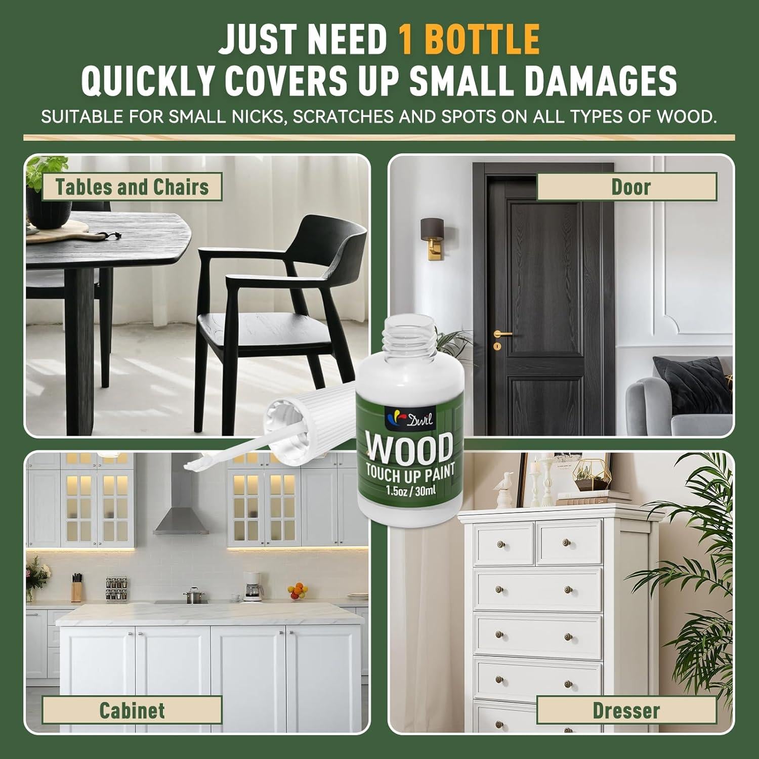 Pintura para Reparación de Madera DWIL 44.36 ml Secado Rápido Negro