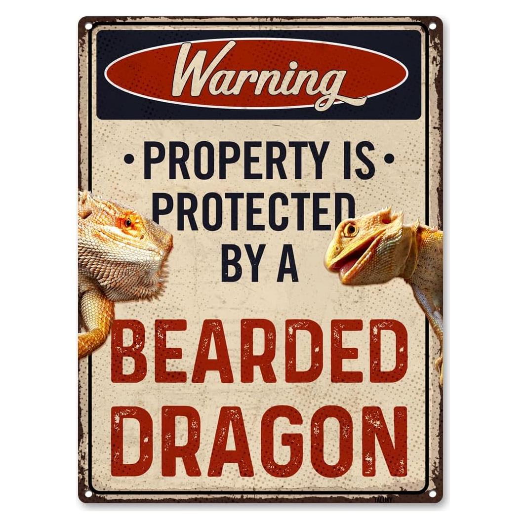 Letrero Cuidado Con El Dragón Barbudo TaLuky 22.86x27.94cm