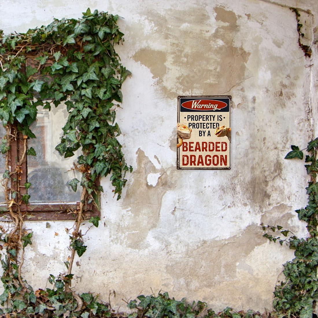 Letrero Cuidado Con El Dragón Barbudo TaLuky 22.86x27.94cm