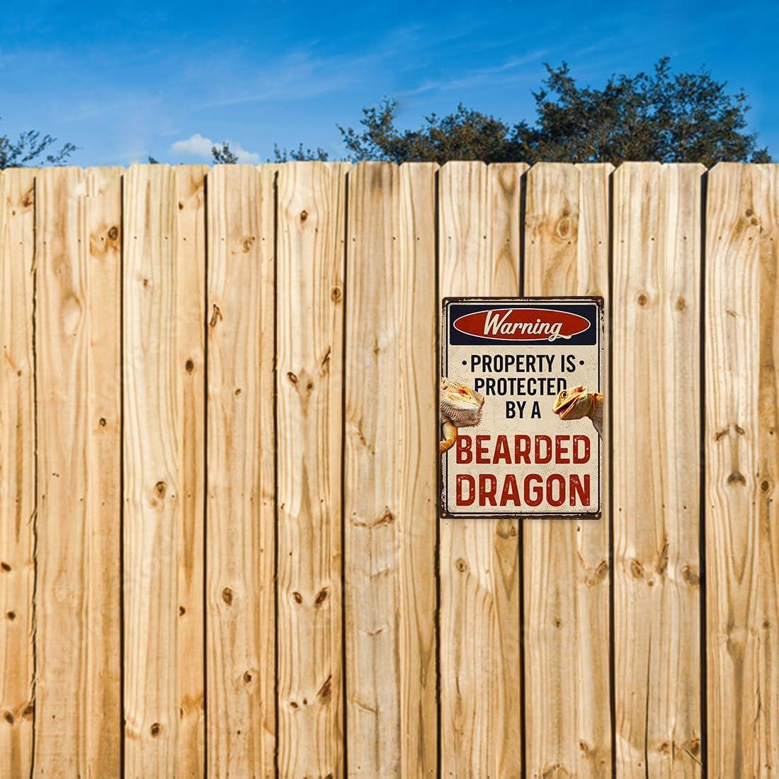 Letrero Cuidado Con El Dragón Barbudo TaLuky 22.86x27.94cm