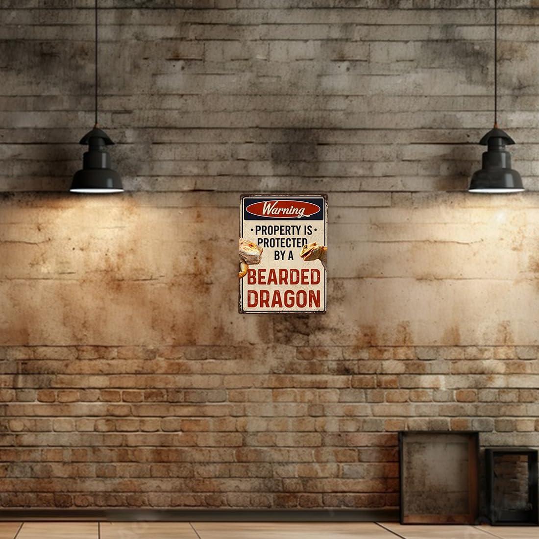 Letrero Cuidado Con El Dragón Barbudo TaLuky 22.86x27.94cm