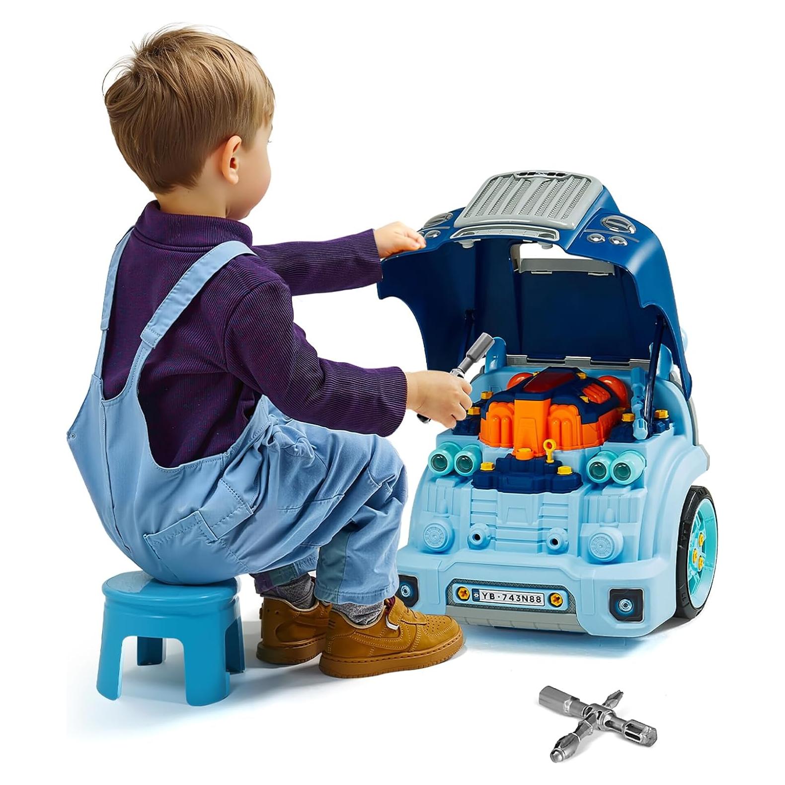 Juguete Mecánico VEVOR 60 Piezas Motor para Niños 3+ Azul