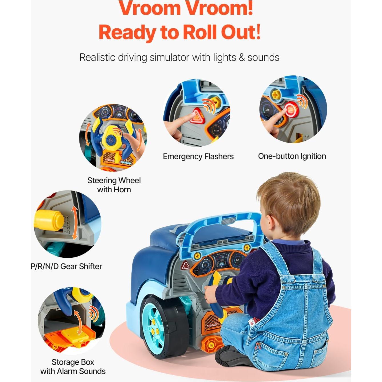 Juguete Mecánico VEVOR 60 Piezas Motor para Niños 3+ Azul