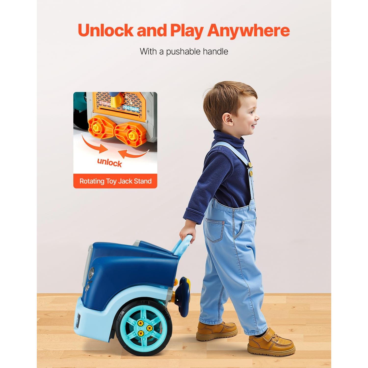 Juguete Mecánico VEVOR 60 Piezas Motor para Niños 3+ Azul