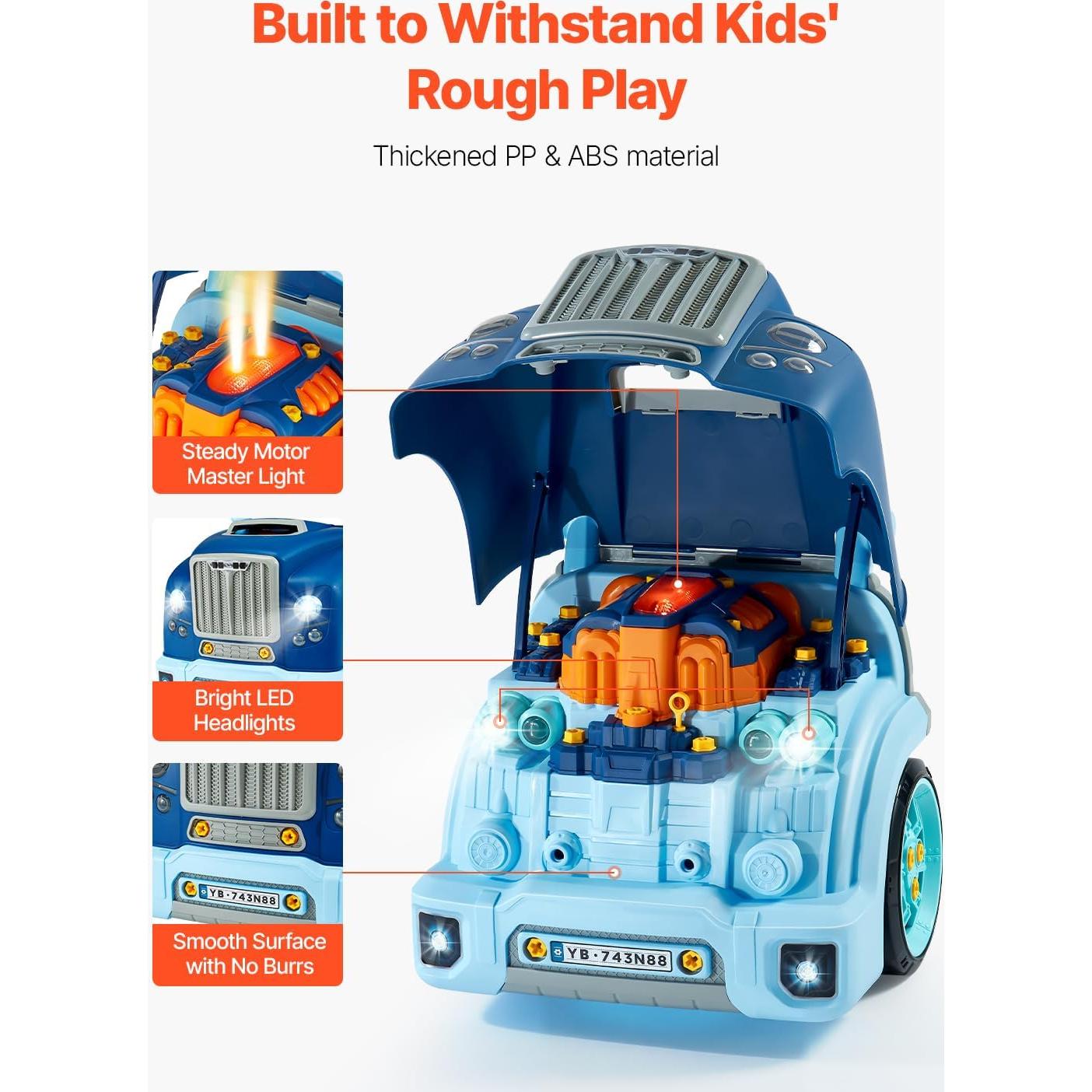 Juguete Mecánico VEVOR 60 Piezas Motor para Niños 3+ Azul