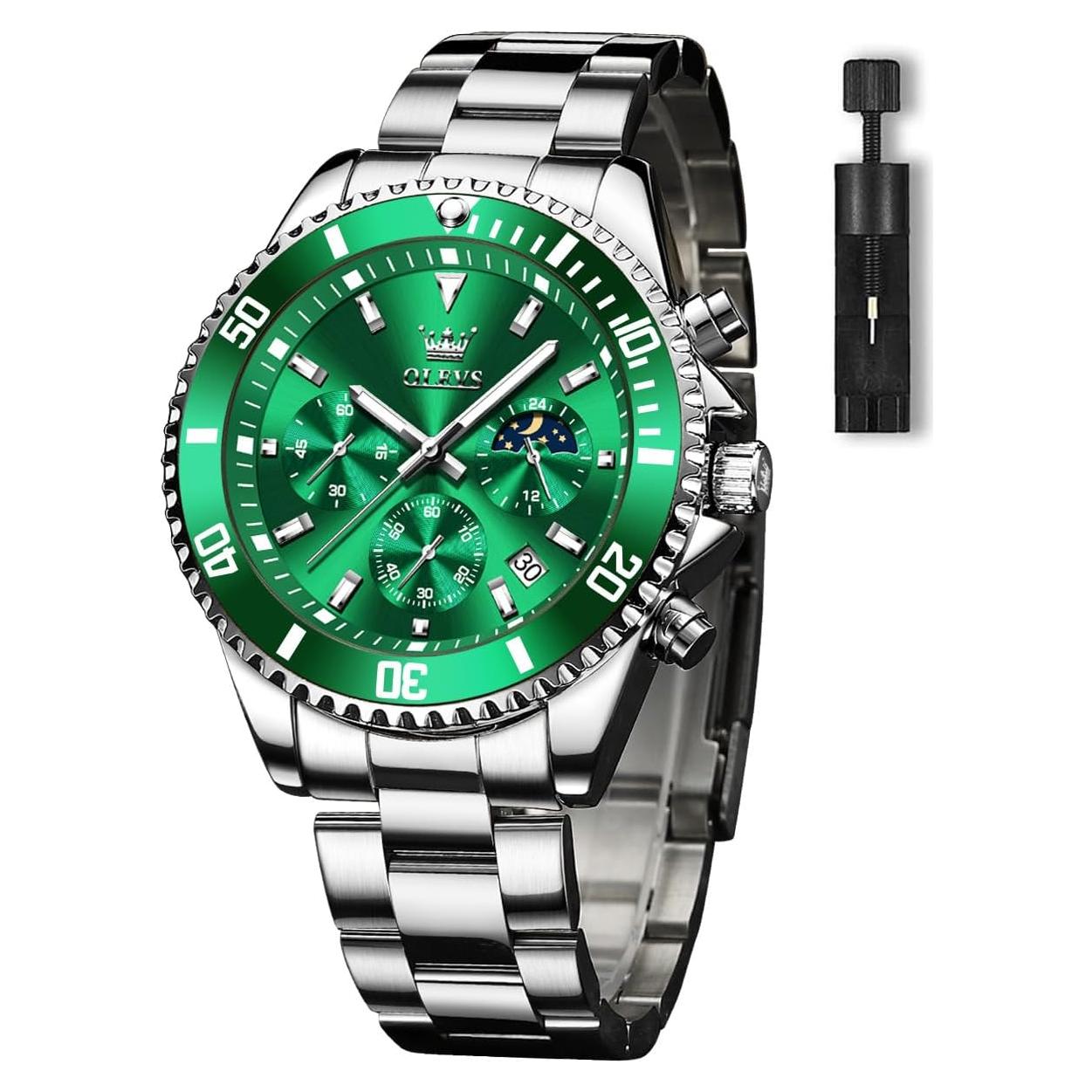 Reloj de Hombre OLEVS Analógico Acero Inoxidable Verde