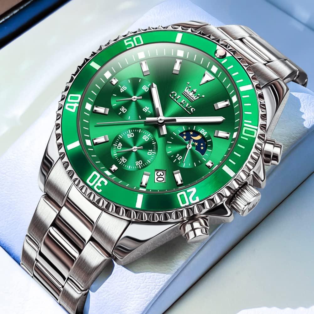 Reloj de Hombre OLEVS Analógico Acero Inoxidable Verde