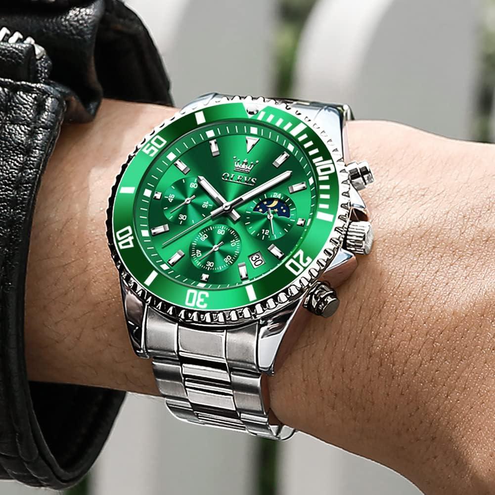 Reloj de Hombre OLEVS Analógico Acero Inoxidable Verde