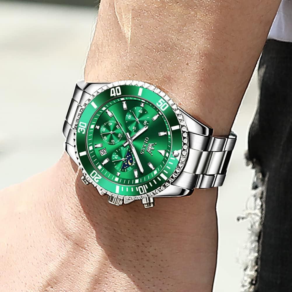 Reloj de Hombre OLEVS Analógico Acero Inoxidable Verde