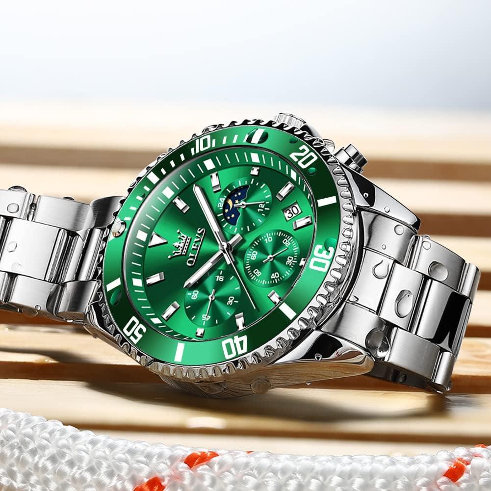 Reloj de Hombre OLEVS Analógico Acero Inoxidable Verde