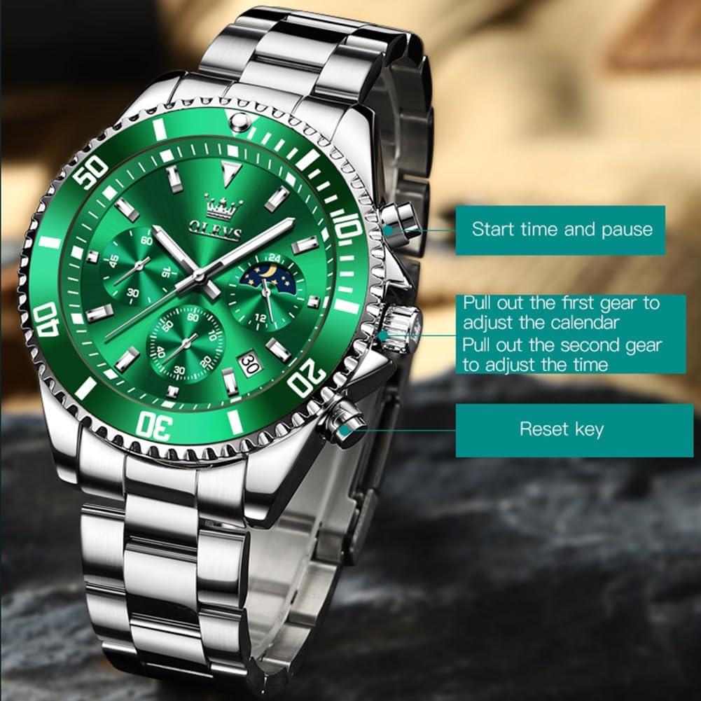 Reloj de Hombre OLEVS Analógico Acero Inoxidable Verde
