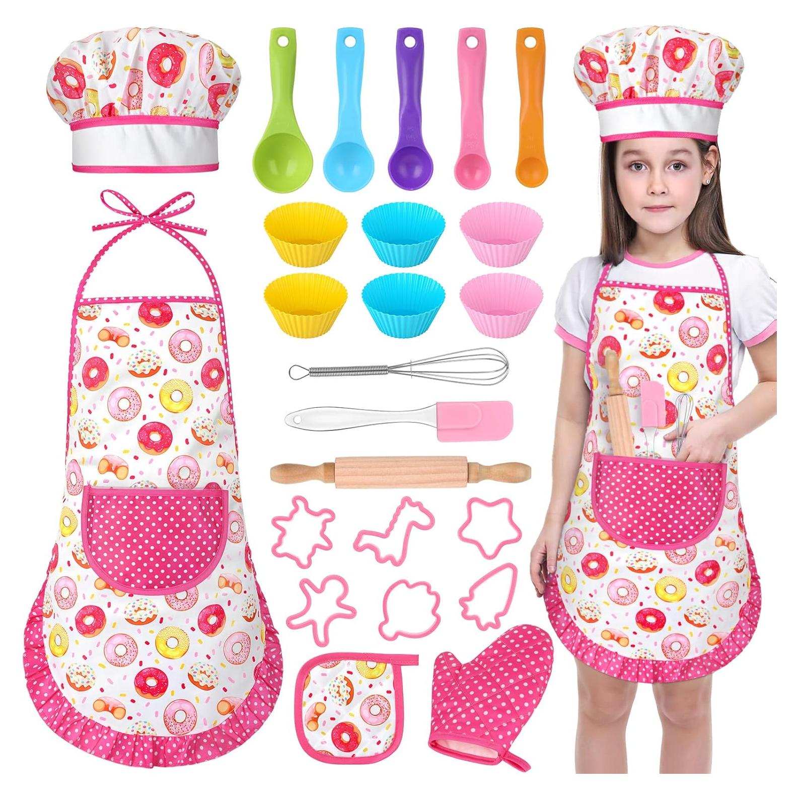 Conjunto de Chef para Niños GIFTINBOX 25PCS con Delantal y Utensilios