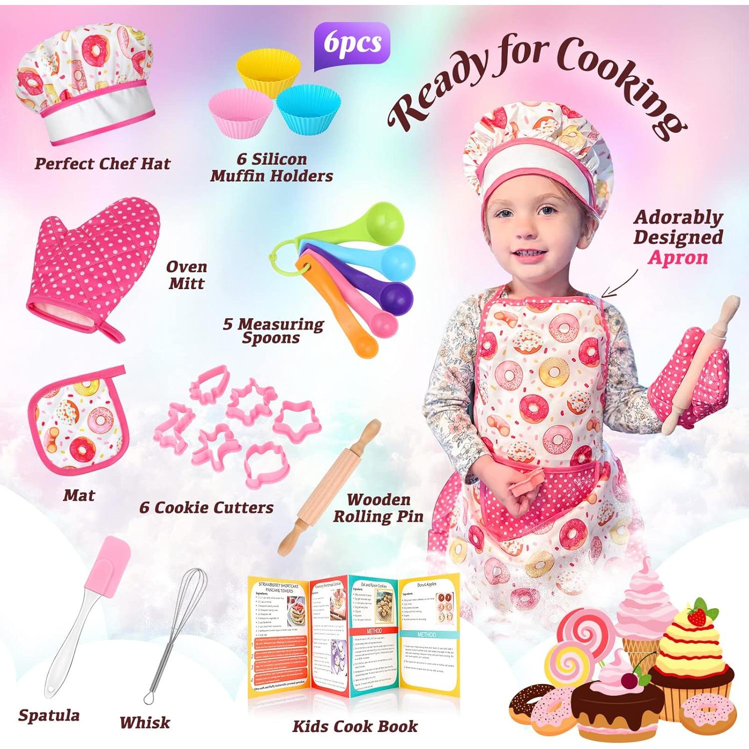 Conjunto de Chef para Niños GIFTINBOX 25PCS con Delantal y Utensilios