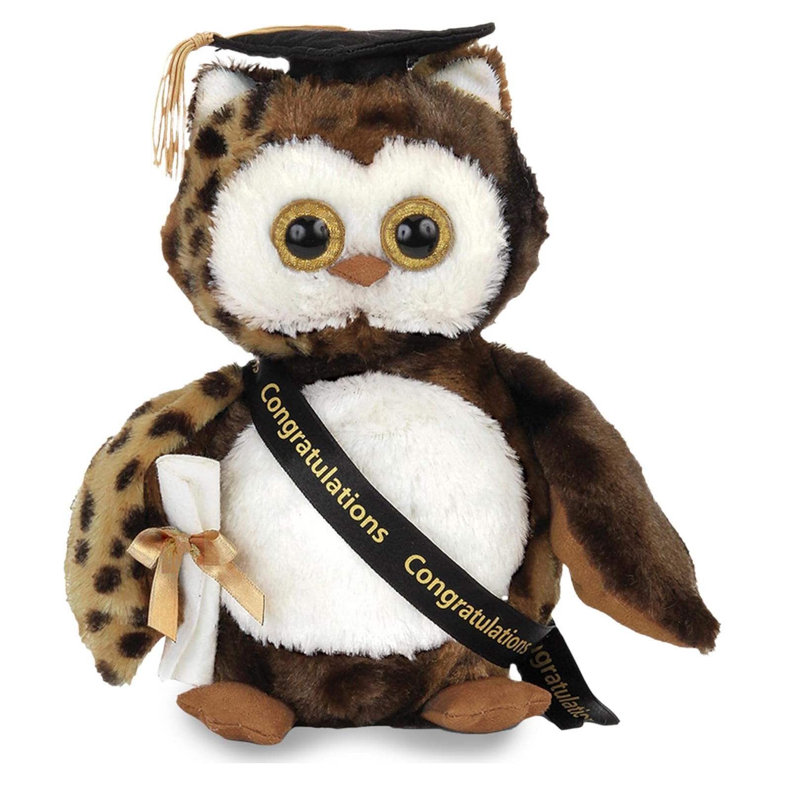 Peluche Bearington Búho Graduación 21.6 cm con Diploma y Gorra
