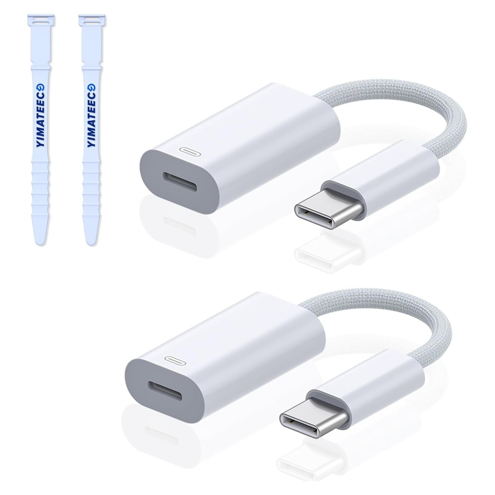 Adaptador USB C a Lightning YIMATEECO 20W 2 Pack Blanco