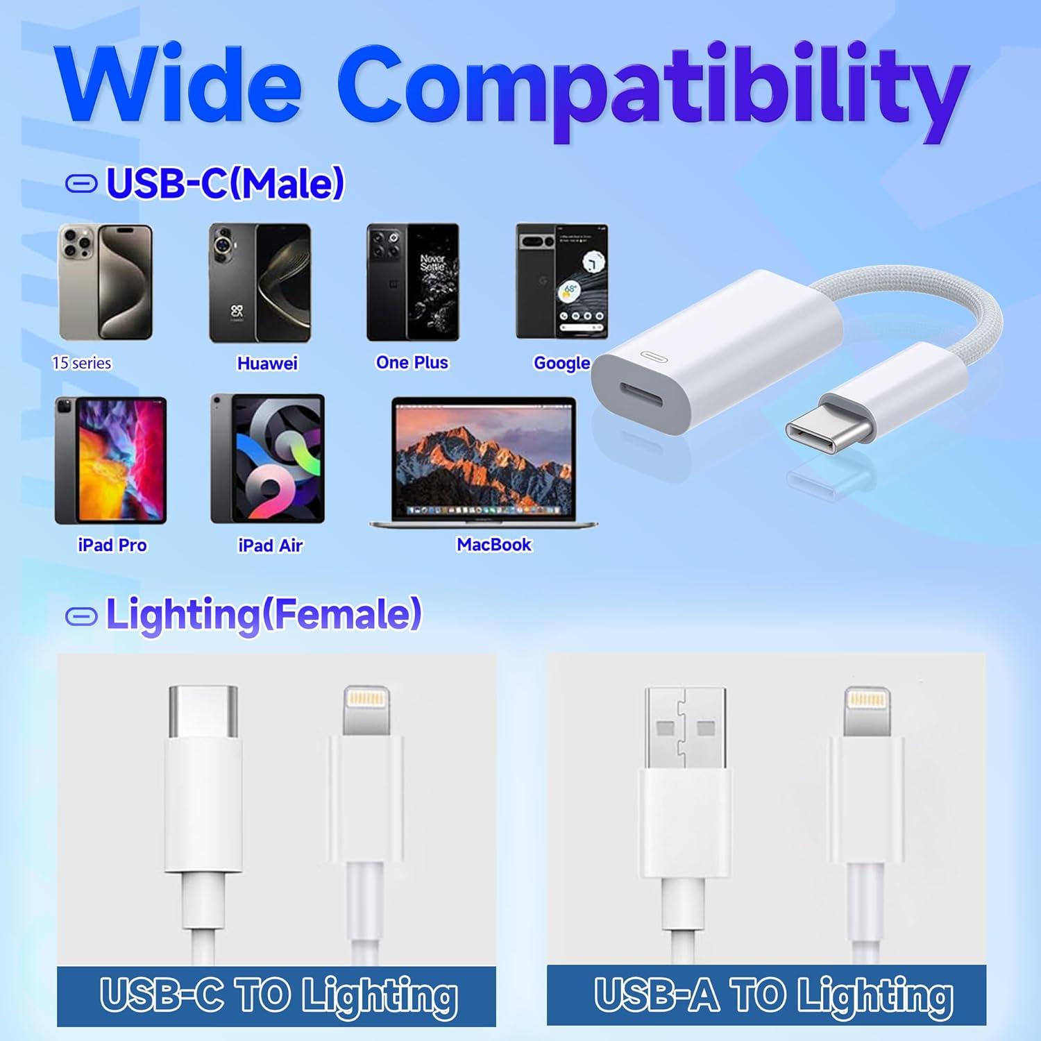 Adaptador USB C a Lightning YIMATEECO 20W 2 Pack Blanco