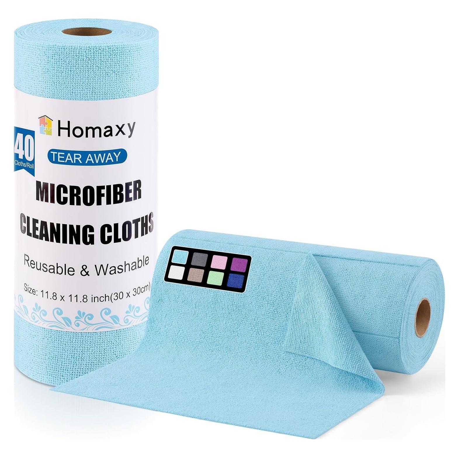 Toallas de Cocina Desprendibles Homaxy Microfibra 40 Hojas 30x30cm