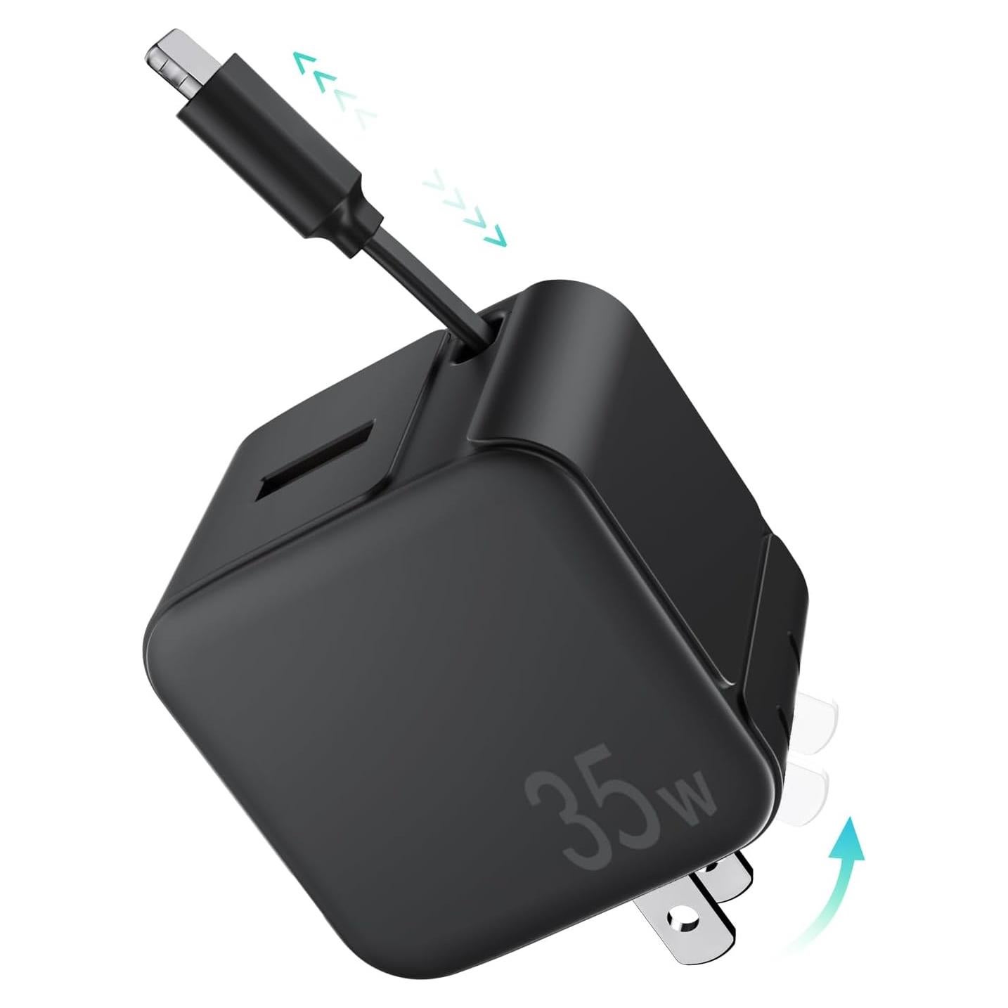 Cargador de Pared Retráctil 35W USB Rápido para iPhone