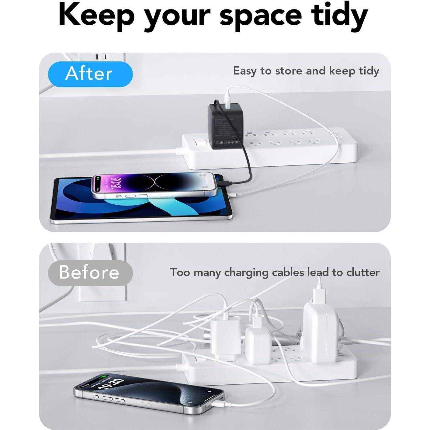 Cargador de Pared Retráctil 35W USB Rápido para iPhone