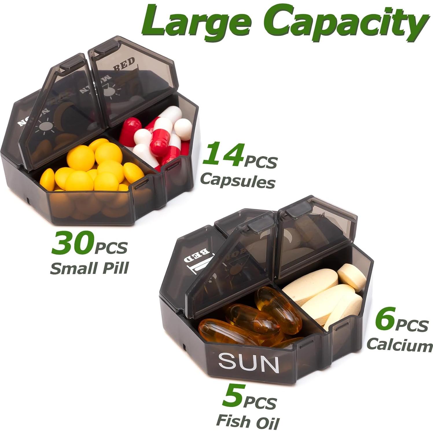 Organizador Semanal de Pastillas Yaklim 28 Compartimentos Negro