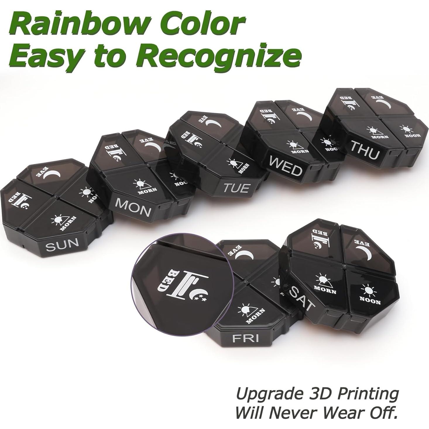 Organizador Semanal de Pastillas Yaklim 28 Compartimentos Negro