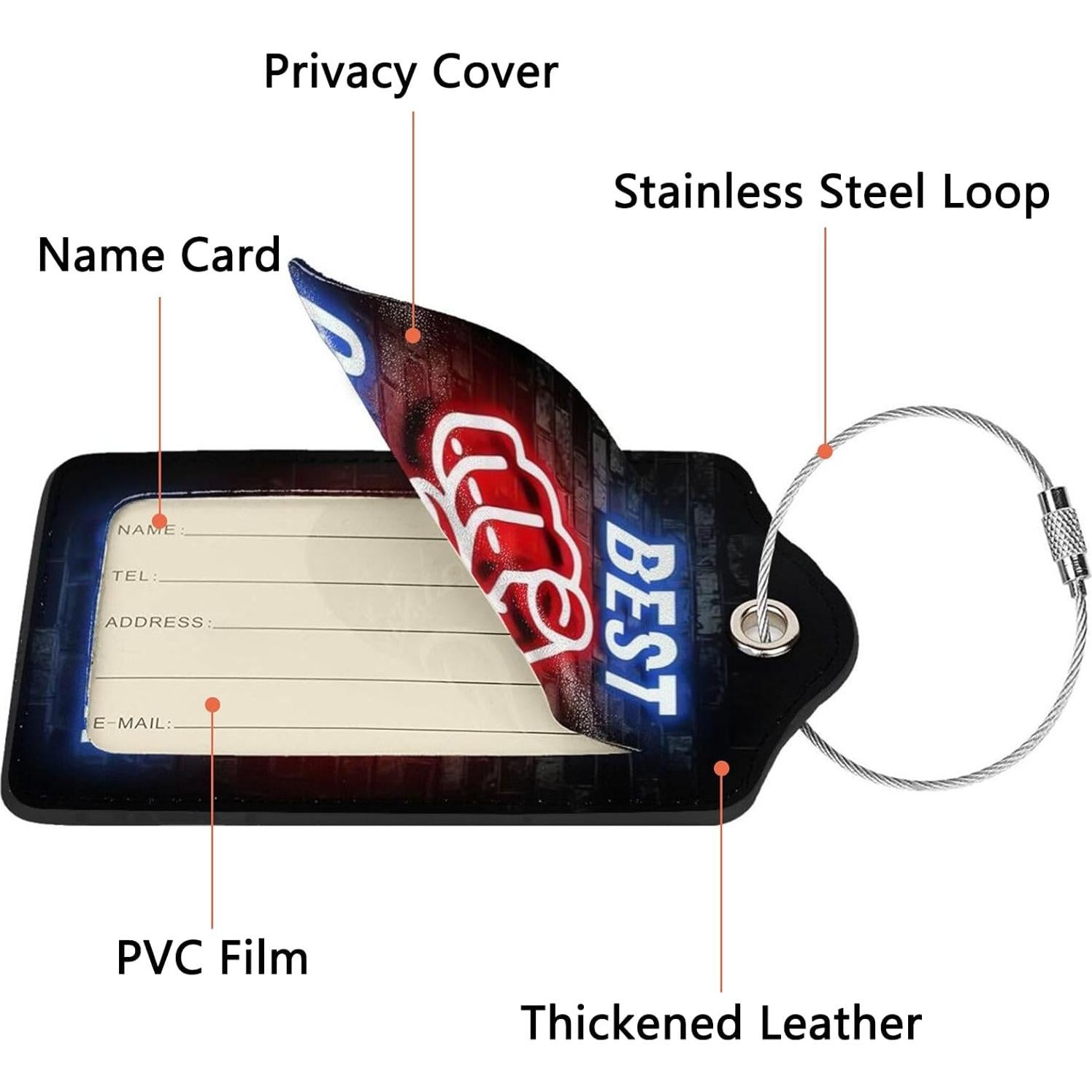 Etiquetas de Equipaje GACCAP 2 Pcs Cuero con Privacidad
