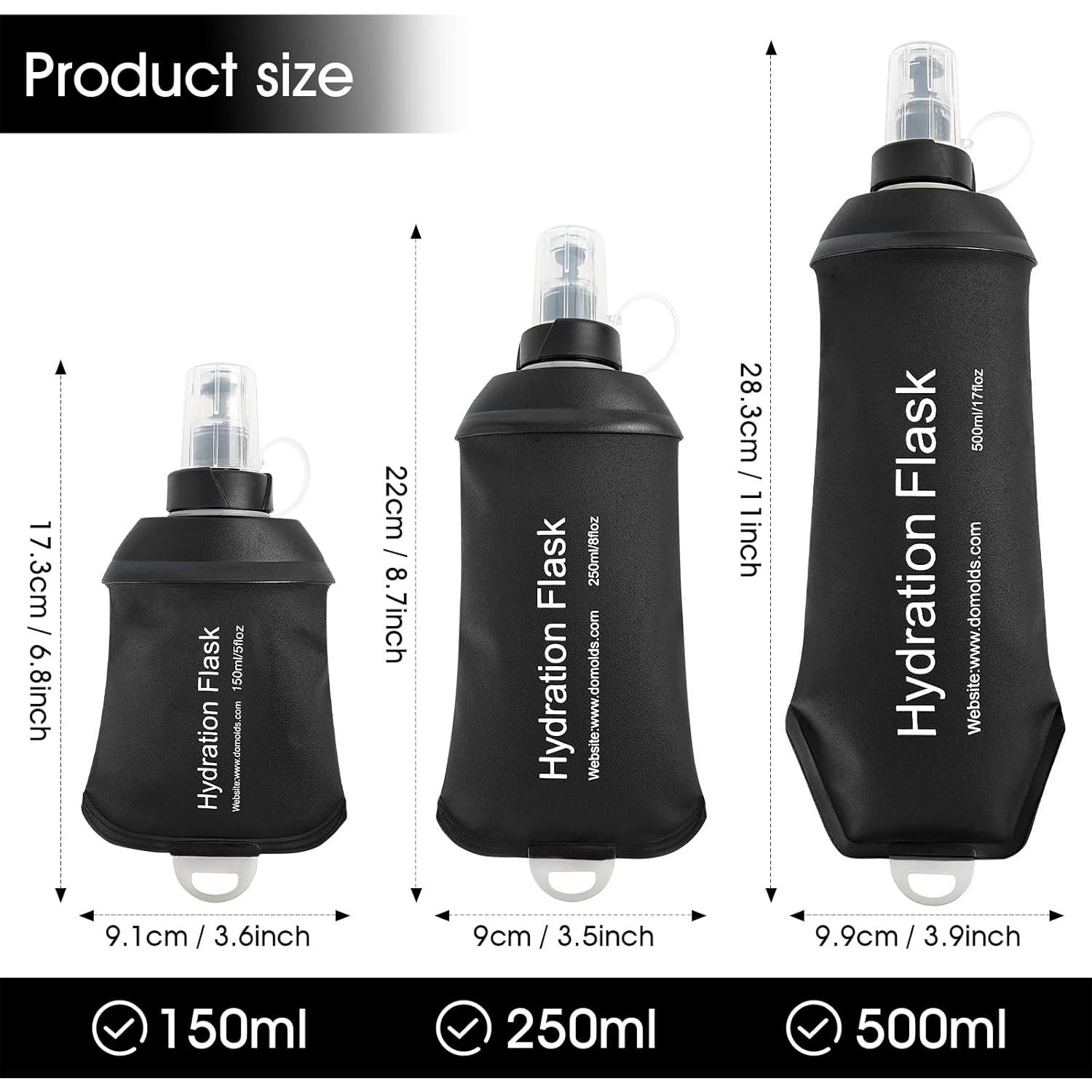 Botella de Agua Plegable GUYI 150ml TPU Negra para Correr