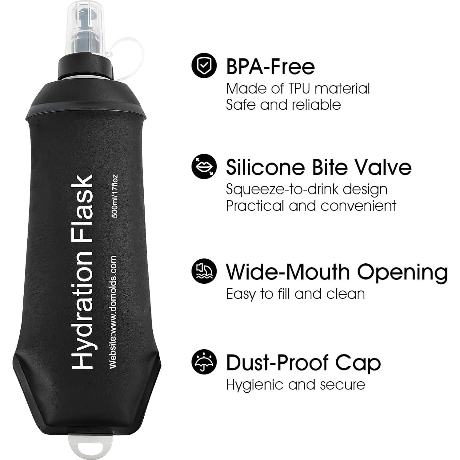 Botella de Agua Plegable GUYI 150ml TPU Negra para Correr