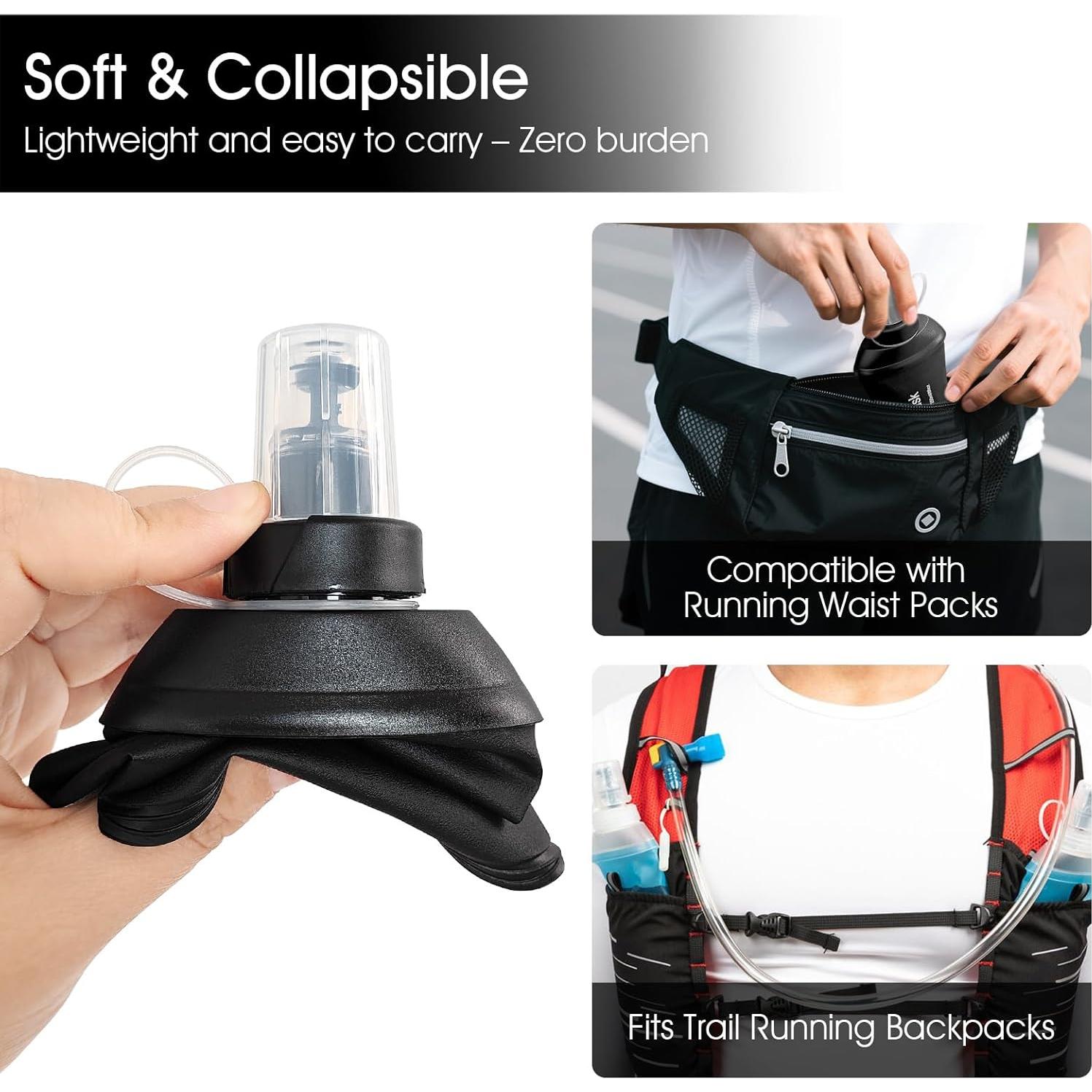 Botella de Agua Plegable GUYI 150ml TPU Negra para Correr