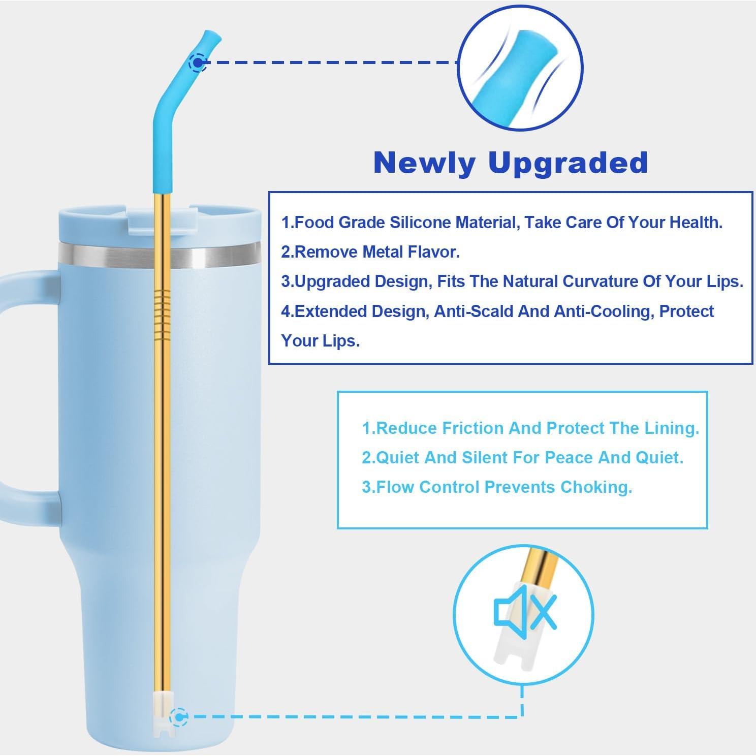 Juego de Popotes de Acero Inoxidable DKYEUD 8.5" 6 Piezas Ecológicos