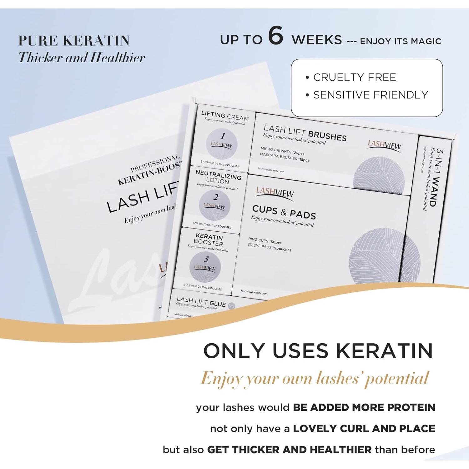 Kit Elevación de Pestañas LASHVIEW - 5 Aplicaciones, Queratina