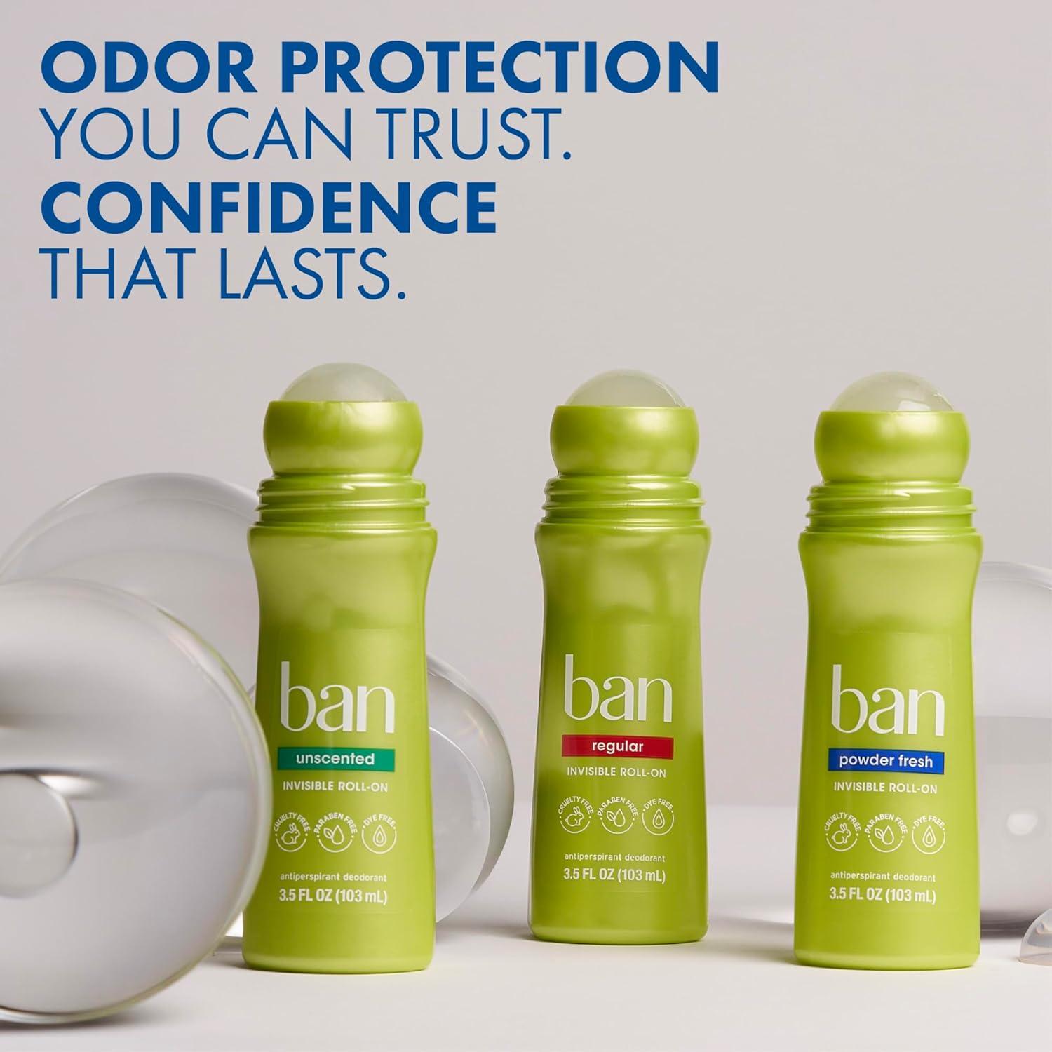 Ban Roll-On Antitranspirante Desodorante 24h Fresco en Polvo 99.22ml x2