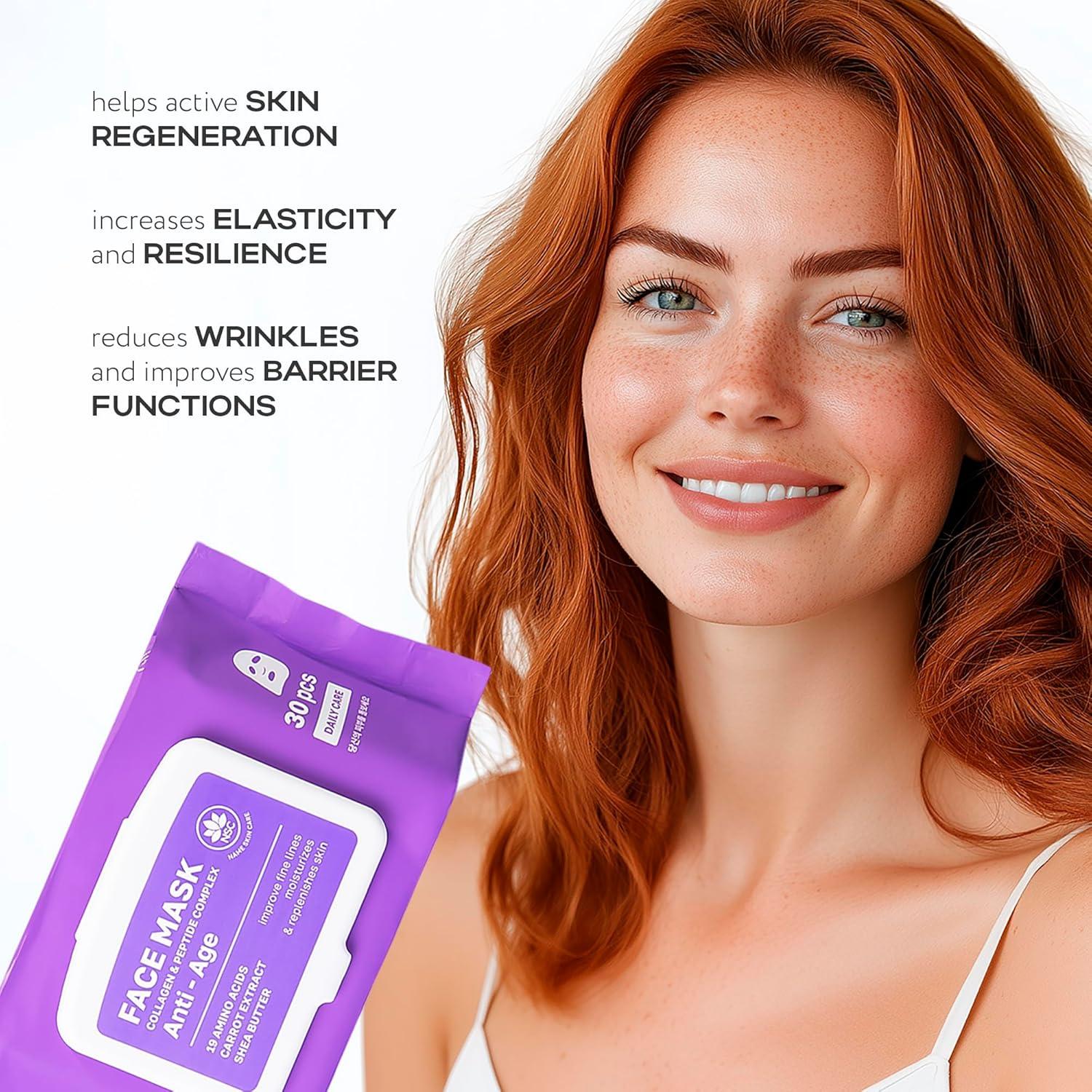 Juego de 30 Mascarillas Faciales de Colágeno NSC - Hidratación Premium