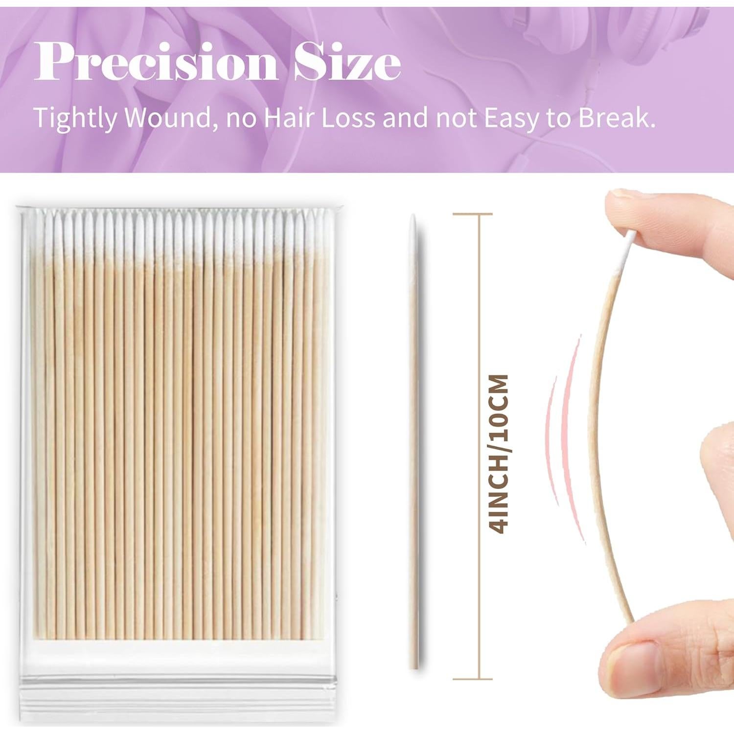 200 Hisopos de Algodón Punta Precisión MUZIYU 10.16 cm