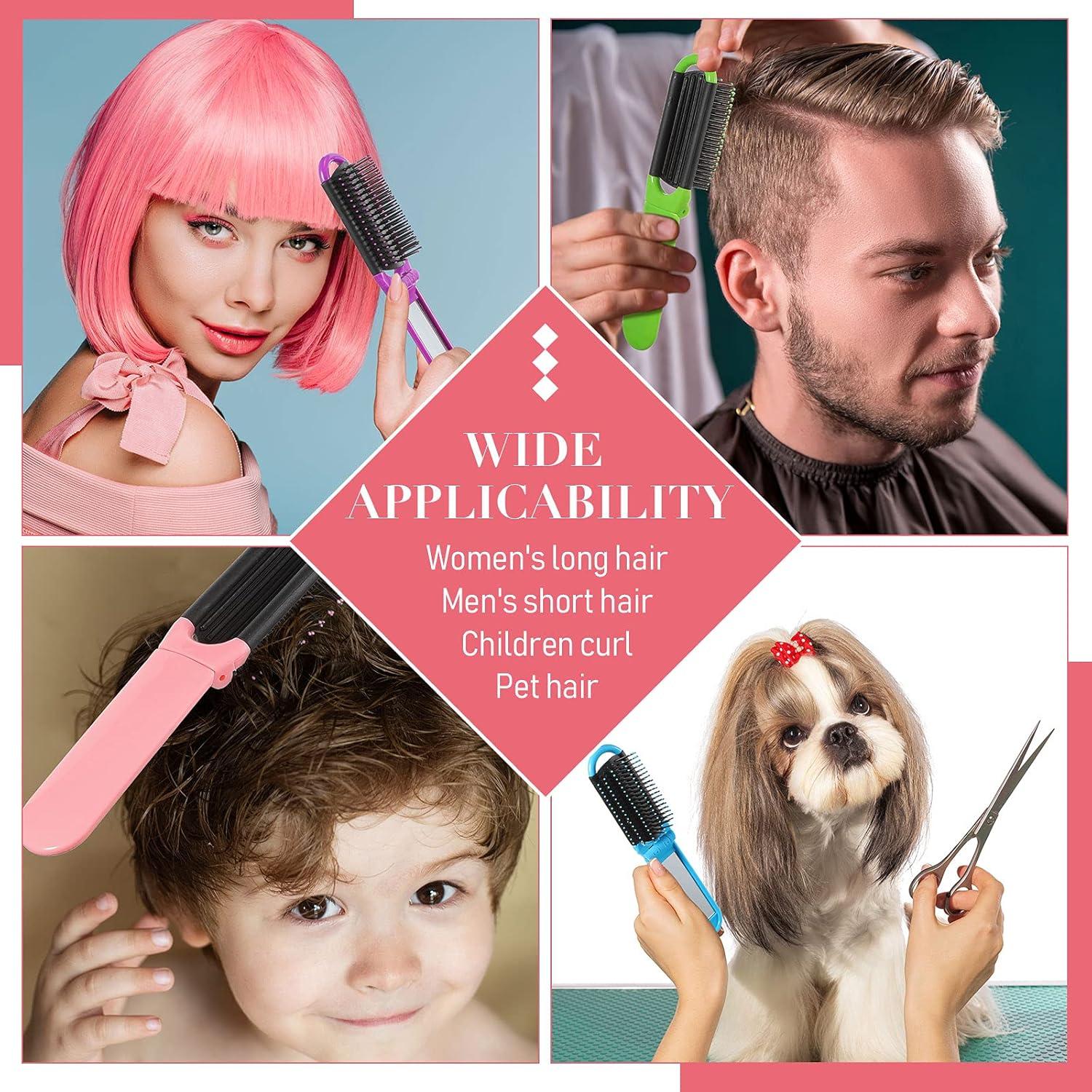 Queekay 12 Cepillos de Pelo Plegables con Espejo Portátil