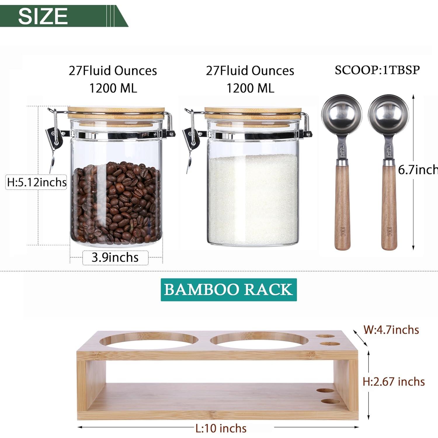 Tarros de Almacenamiento de Vidrio KKC 800 ml Herméticos con Cucharas